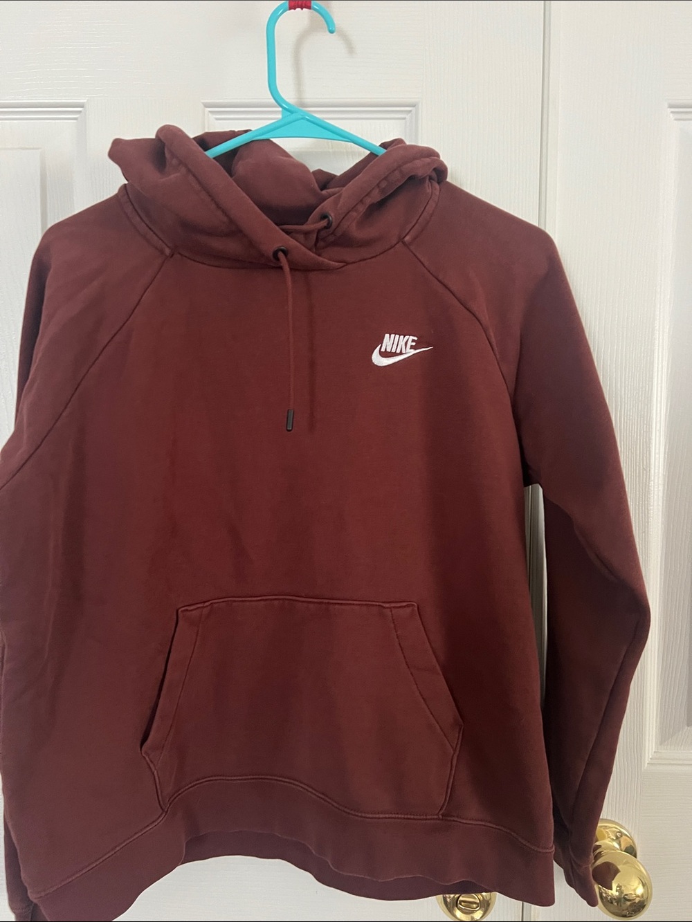 Nike Men's Burgundy Hoodie with White Logo